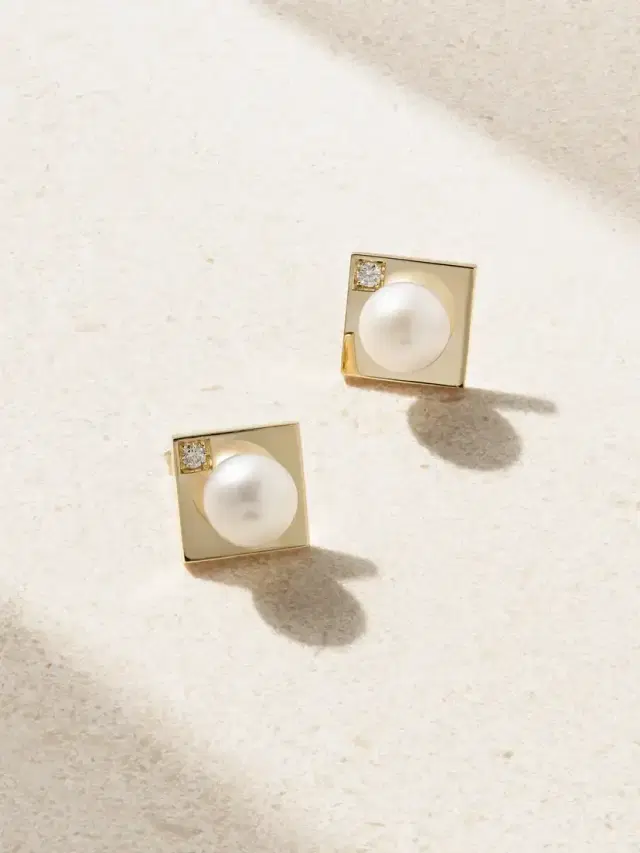 14-karat Gold, Diamond And Pearl Earrings