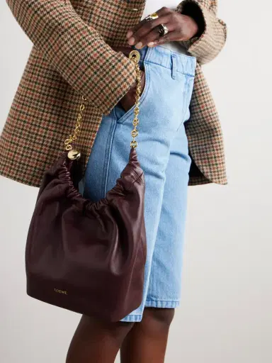 Loewe Squeeze Small Chain-embellished Gathered Leather Shoulder Bag | Thumbnail 2 Loewe Squeeze Small Chain-embellished Gathered Leather Shoulder Bag | Thumbnail 2