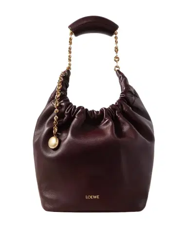 Loewe Squeeze Small Chain-embellished Gathered Leather Shoulder Bag | Thumbnail 1 Loewe Squeeze Small Chain-embellished Gathered Leather Shoulder Bag | Thumbnail 1