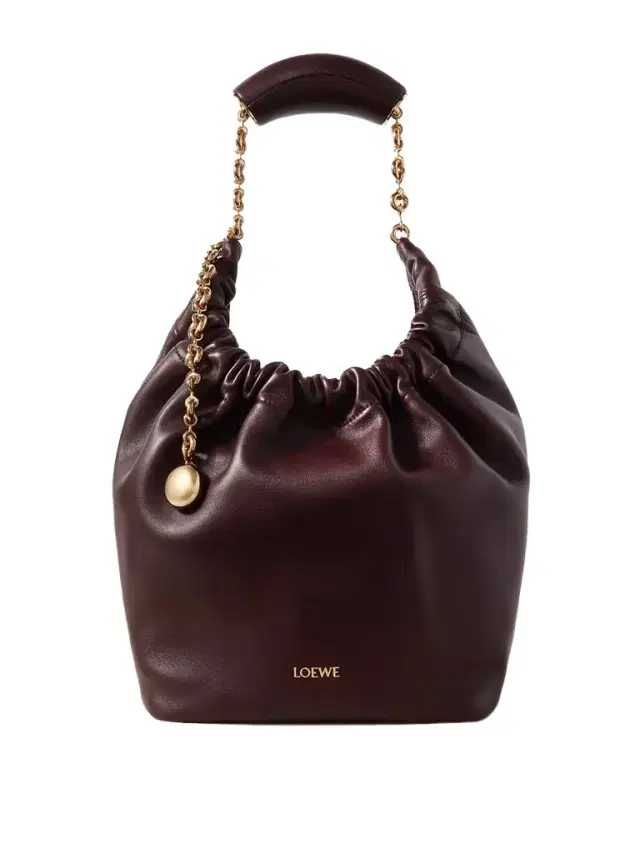 Loewe Squeeze Small Chain-embellished Gathered Leather Shoulder Bag
