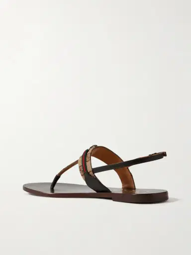 Gucci Kika Logo-embellished Webbing And Leather-trimmed Canvas-jacquard Sandals | Thumbnail 3 Gucci Kika Logo-embellished Webbing And Leather-trimmed Canvas-jacquard Sandals | Thumbnail 3