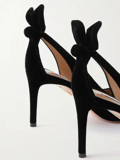 Aquazzura Bow Tie 85 Velvet Pumps | Thumbnail 4 Aquazzura Bow Tie 85 Velvet Pumps | Thumbnail 4