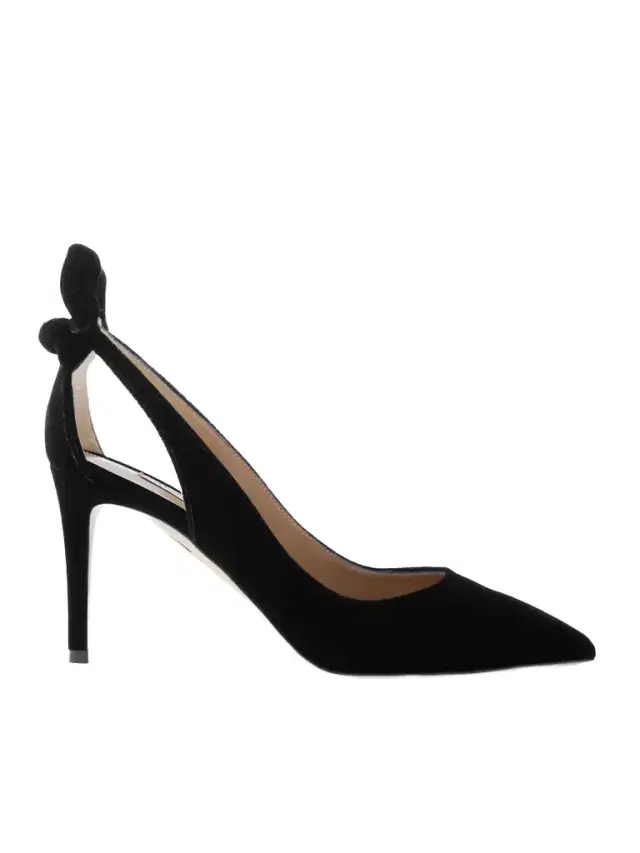 Aquazzura Bow Tie 85 Velvet Pumps
