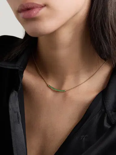David Yurman Petite Pavé 18-karat Gold Emerald Necklace | Thumbnail 2