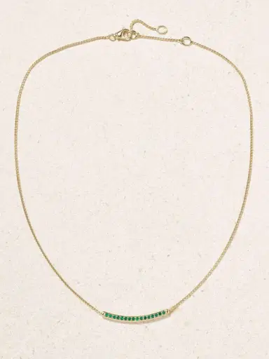 David Yurman Petite Pavé 18-karat Gold Emerald Necklace | Thumbnail 4