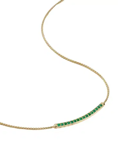 David Yurman Petite Pavé 18-karat Gold Emerald Necklace | Thumbnail 1