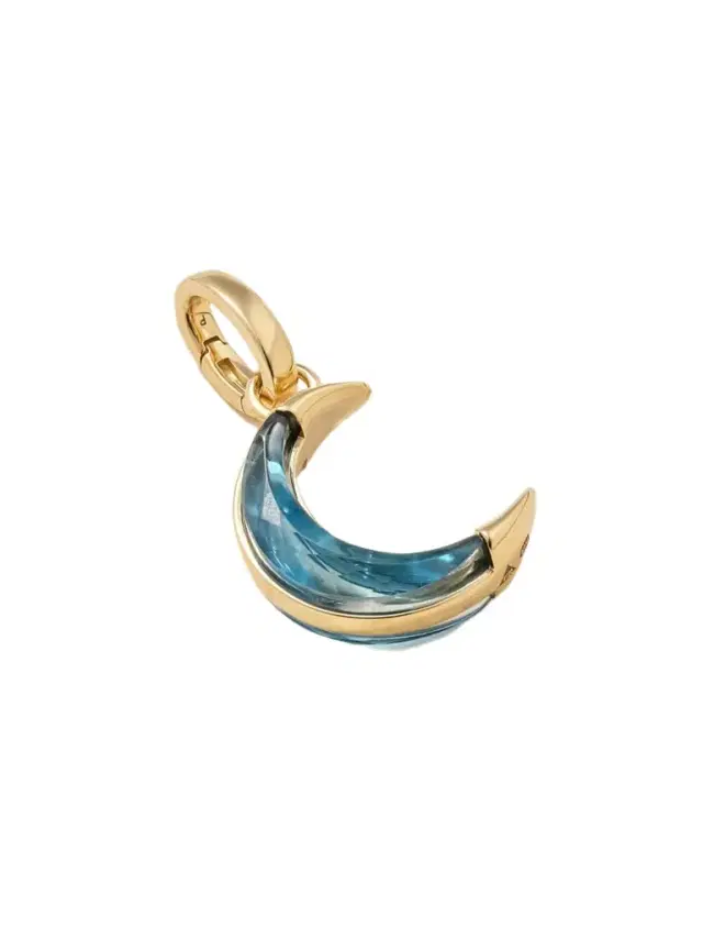 Crescent Karma 18-karat Gold Topaz Pendant
