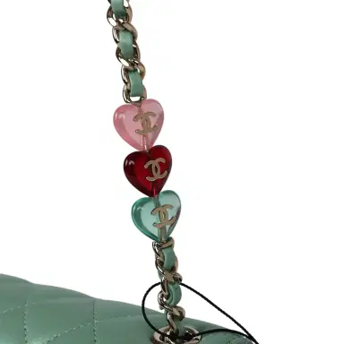 Chanel Chanel Candy Heart Mini Flap Bag Turquoise Lambskin Enamel and Light Gold Hardware | Thumbnail 9 Chanel Chanel Candy Heart Mini Flap Bag Turquoise Lambskin Enamel and Light Gold Hardware | Thumbnail 9