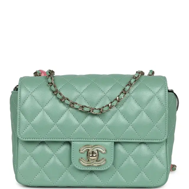 Chanel Chanel Candy Heart Mini Flap Bag Turquoise Lambskin Enamel and Light Gold Hardware