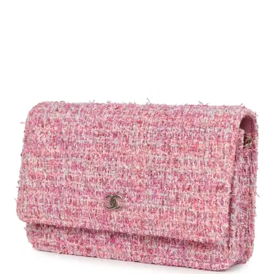 Chanel Chanel Classic Wallet On Chain Pink Multicolored Tweed Gold Hardware | Thumbnail 3