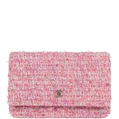 Chanel Chanel Classic Wallet On Chain Pink Multicolored Tweed Gold Hardware | Thumbnail 1