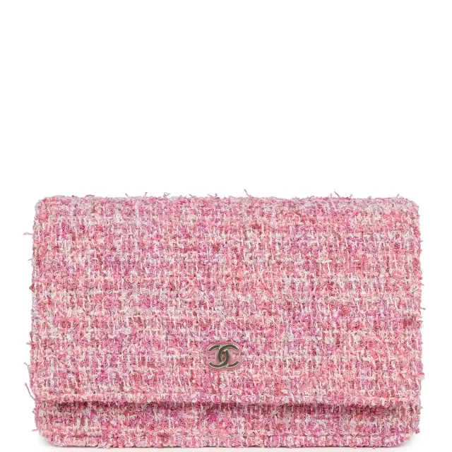 Chanel Chanel Classic Wallet On Chain Pink Multicolored Tweed Gold Hardware