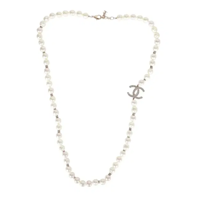 Chanel Chanel Gold CC Faux Large Pearl Crystal Necklace