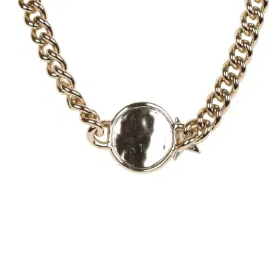 Chanel Chanel Light Gold Tone Wax Seal Logo and Rhinestone Star Necklace | Thumbnail 5
