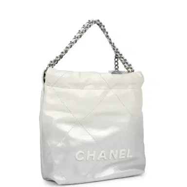 Chanel Chanel Mini 22 Hobo White and Silver Ombre Metallic Calfskin Silver Hardware | Thumbnail 2