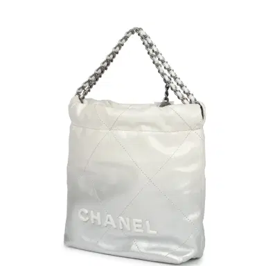 Chanel Chanel Mini 22 Hobo White and Silver Ombre Metallic Calfskin Silver Hardware | Thumbnail 5