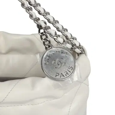 Chanel Chanel Mini 22 Hobo White and Silver Ombre Metallic Calfskin Silver Hardware | Thumbnail 6