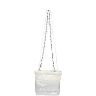 Chanel Chanel Mini 22 Hobo White and Silver Ombre Metallic Calfskin Silver Hardware | Thumbnail 7