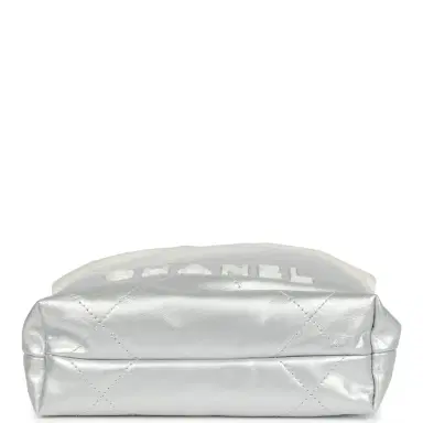 Chanel Chanel Mini 22 Hobo White and Silver Ombre Metallic Calfskin Silver Hardware | Thumbnail 8