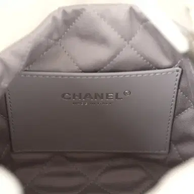 Chanel Chanel Mini 22 Hobo White and Silver Ombre Metallic Calfskin Silver Hardware | Thumbnail 10