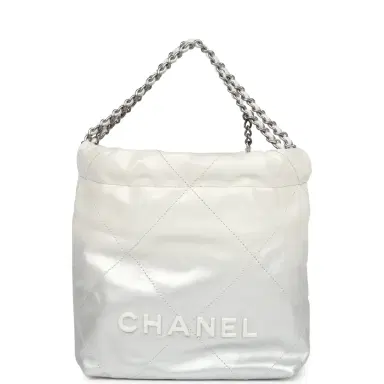 Chanel Chanel Mini 22 Hobo White and Silver Ombre Metallic Calfskin Silver Hardware | Thumbnail 1