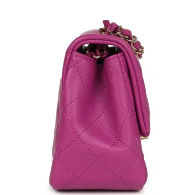 Chanel Chanel Mini Square Flap Bag Purple Lambskin Gold Hardware | Thumbnail 3 Chanel Chanel Mini Square Flap Bag Purple Lambskin Gold Hardware | Thumbnail 3