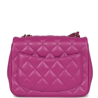 Chanel Chanel Mini Square Flap Bag Purple Lambskin Gold Hardware | Thumbnail 4 Chanel Chanel Mini Square Flap Bag Purple Lambskin Gold Hardware | Thumbnail 4