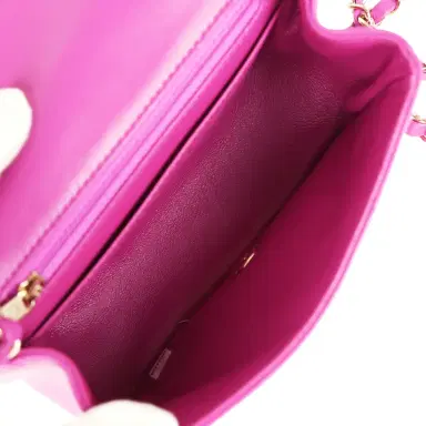 Chanel Chanel Mini Square Flap Bag Purple Lambskin Gold Hardware | Thumbnail 8 Chanel Chanel Mini Square Flap Bag Purple Lambskin Gold Hardware | Thumbnail 8