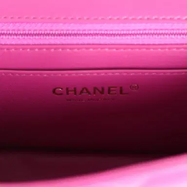 Chanel Chanel Mini Square Flap Bag Purple Lambskin Gold Hardware | Thumbnail 9 Chanel Chanel Mini Square Flap Bag Purple Lambskin Gold Hardware | Thumbnail 9