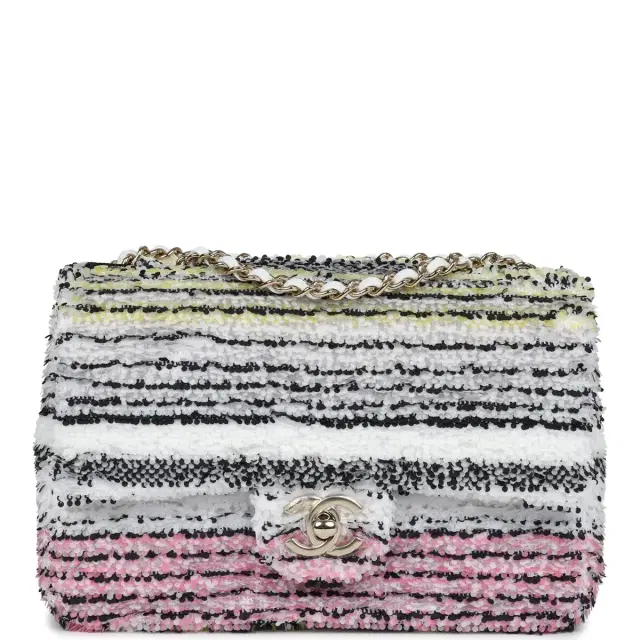 Chanel Chanel Small Classic Flap White Multicolor Sequin Light Gold Hardware