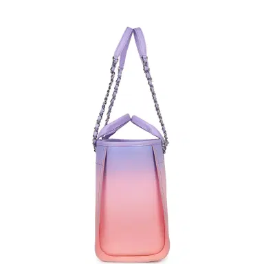 Chanel Chanel Small Deauville Shopping Tote Pink and Purple Ombre Calfskin Silver Hardware | Thumbnail 3 Chanel Chanel Small Deauville Shopping Tote Pink and Purple Ombre Calfskin Silver Hardware | Thumbnail 3