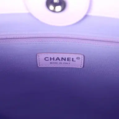 Chanel Chanel Small Deauville Shopping Tote Pink and Purple Ombre Calfskin Silver Hardware | Thumbnail 9 Chanel Chanel Small Deauville Shopping Tote Pink and Purple Ombre Calfskin Silver Hardware | Thumbnail 9
