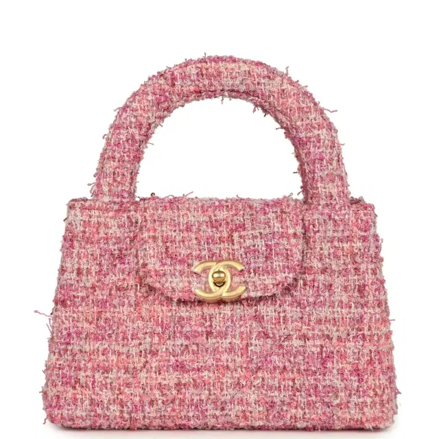 Chanel Chanel Small Kelly Shopper Pink Tweed Brushed Gold Hardware