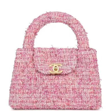 Chanel Chanel Small Kelly Shopper Pink Tweed Brushed Gold Hardware | Thumbnail 1 Chanel Chanel Small Kelly Shopper Pink Tweed Brushed Gold Hardware | Thumbnail 1