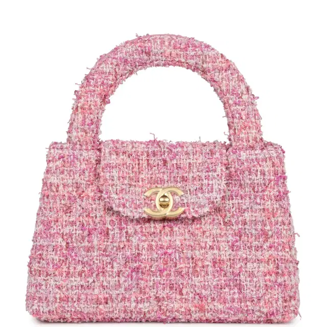 Chanel Chanel Small Kelly Shopper Pink Tweed Brushed Gold Hardware