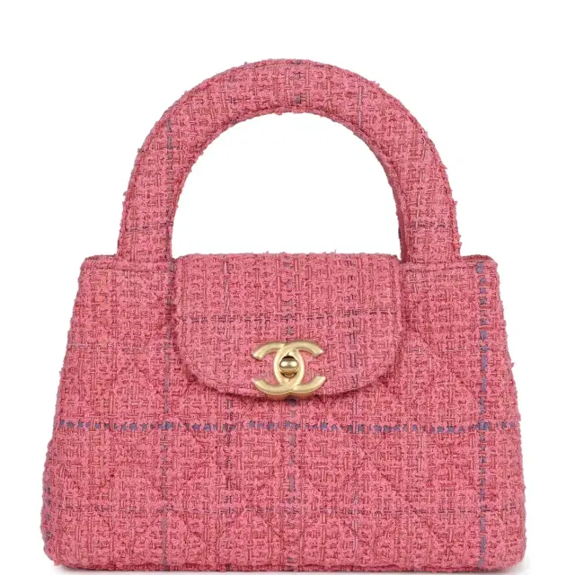 Chanel Chanel Small Kelly Shopper Pink Tweed Brushed Gold Hardware