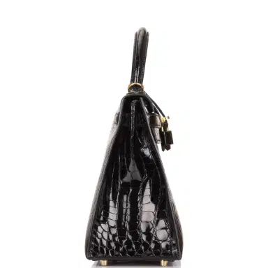 HERMÈS Hermes Black Shiny Niloticus Crocodile Sellier Kelly 28cm Gold Hardware | Thumbnail 3
