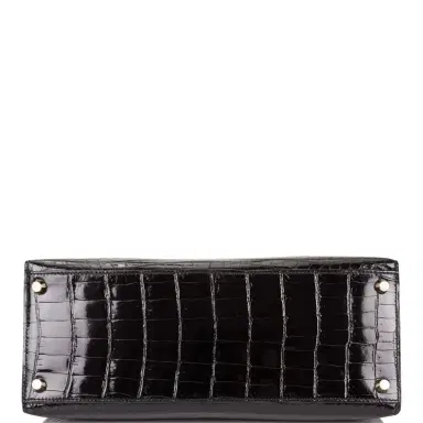 HERMÈS Hermes Black Shiny Niloticus Crocodile Sellier Kelly 28cm Gold Hardware | Thumbnail 6