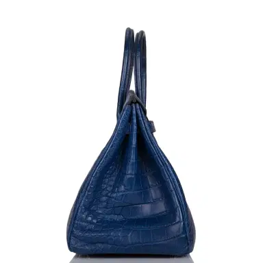 HERMÈS Hermes Bleu de Malte Matte Alligator Birkin 35cm Palladium Hardware (Preloved - Excellent to Mint) | Thumbnail 3 HERMÈS Hermes Bleu de Malte Matte Alligator Birkin 35cm Palladium Hardware (Preloved - Excellent to Mint) | Thumbnail 3
