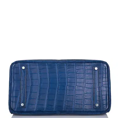 HERMÈS Hermes Bleu de Malte Matte Alligator Birkin 35cm Palladium Hardware (Preloved - Excellent to Mint) | Thumbnail 6 HERMÈS Hermes Bleu de Malte Matte Alligator Birkin 35cm Palladium Hardware (Preloved - Excellent to Mint) | Thumbnail 6