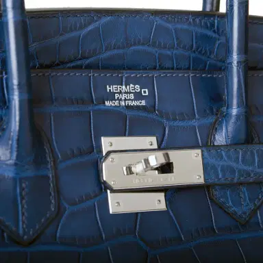 HERMÈS Hermes Bleu de Malte Matte Alligator Birkin 35cm Palladium Hardware (Preloved - Excellent to Mint) | Thumbnail 7 HERMÈS Hermes Bleu de Malte Matte Alligator Birkin 35cm Palladium Hardware (Preloved - Excellent to Mint) | Thumbnail 7
