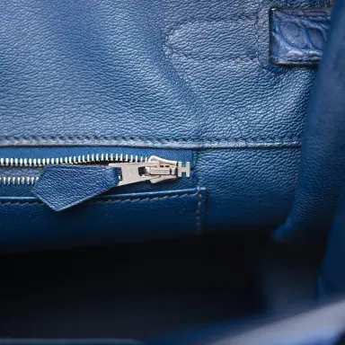 HERMÈS Hermes Bleu de Malte Matte Alligator Birkin 35cm Palladium Hardware (Preloved - Excellent to Mint) | Thumbnail 9 HERMÈS Hermes Bleu de Malte Matte Alligator Birkin 35cm Palladium Hardware (Preloved - Excellent to Mint) | Thumbnail 9
