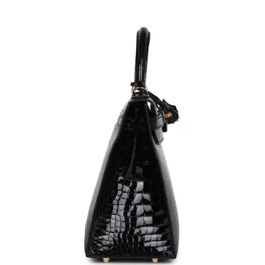 HERMÈS Hermes Kelly Sellier 28 Black Shiny Alligator Gold Hardware | Thumbnail 3
