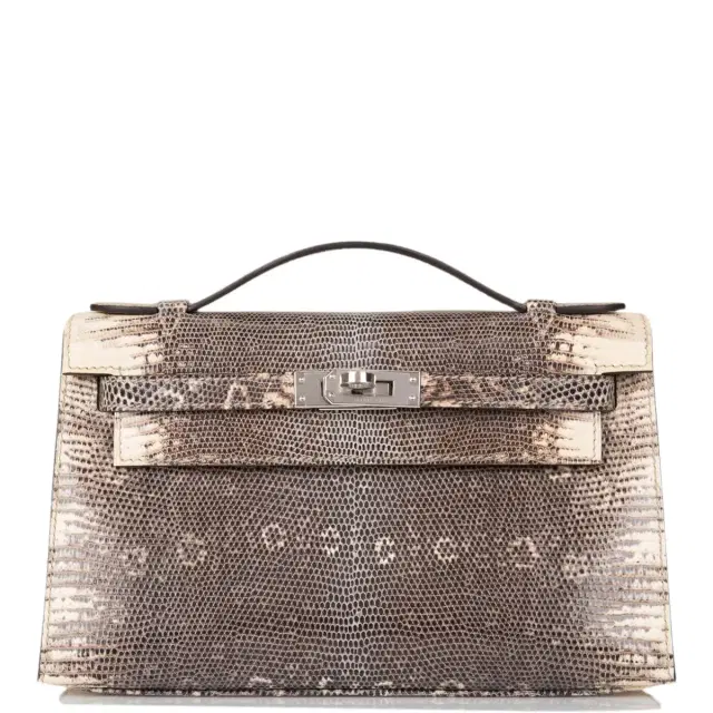 hermes Hermes Ombre Lizard Mini Kelly Pochette Palladium Hardware