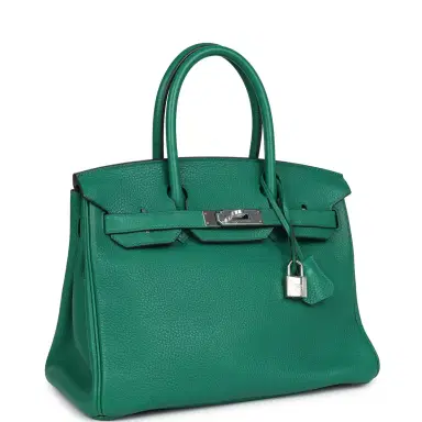 HERMÈS Pre-Owned Hermes Birkin 30 Vert Vertigo Clemence Palladium Hardware | Thumbnail 2 HERMÈS Pre-Owned Hermes Birkin 30 Vert Vertigo Clemence Palladium Hardware | Thumbnail 2