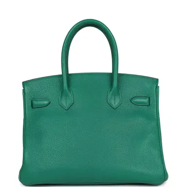 HERMÈS Pre-Owned Hermes Birkin 30 Vert Vertigo Clemence Palladium Hardware | Thumbnail 4 HERMÈS Pre-Owned Hermes Birkin 30 Vert Vertigo Clemence Palladium Hardware | Thumbnail 4