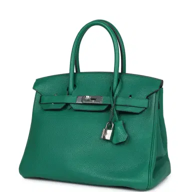 HERMÈS Pre-Owned Hermes Birkin 30 Vert Vertigo Clemence Palladium Hardware | Thumbnail 5 HERMÈS Pre-Owned Hermes Birkin 30 Vert Vertigo Clemence Palladium Hardware | Thumbnail 5