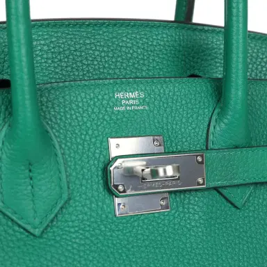 HERMÈS Pre-Owned Hermes Birkin 30 Vert Vertigo Clemence Palladium Hardware | Thumbnail 7 HERMÈS Pre-Owned Hermes Birkin 30 Vert Vertigo Clemence Palladium Hardware | Thumbnail 7