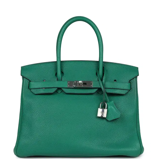 hermes Pre-Owned Hermes Birkin 30 Vert Vertigo Clemence Palladium Hardware