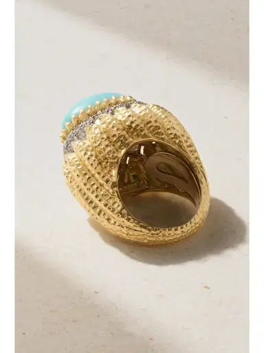DAVID WEBB Mount Olympus 18-karat Gold, Platinum, Turquoise And Diamond Ring | Thumbnail 3